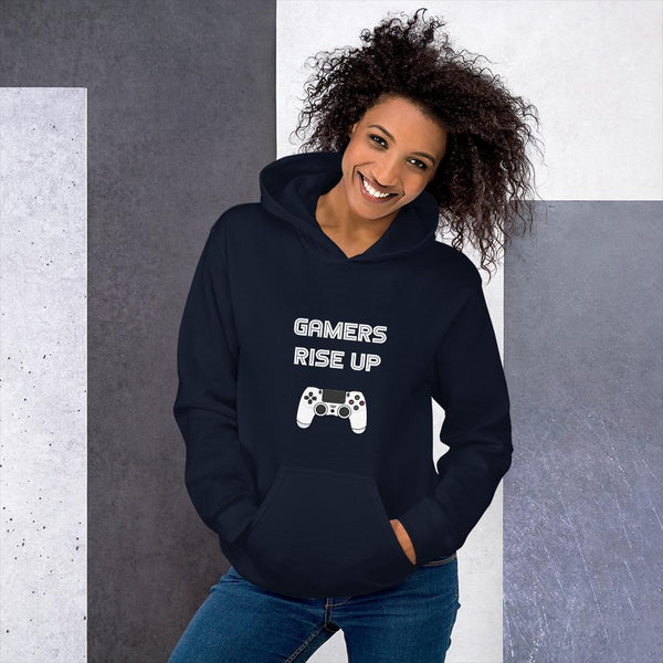 Gamers Rise Up Hoodie shopyourmeme Navy S 