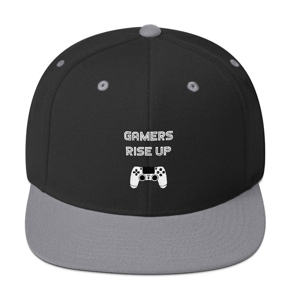 Gamers Rise Up Snapback Hat shopyourmeme Black/ Silver 