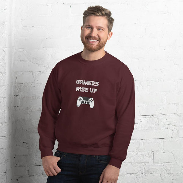 Gamers Rise Up Sweatshirt shopyourmeme Maroon S 