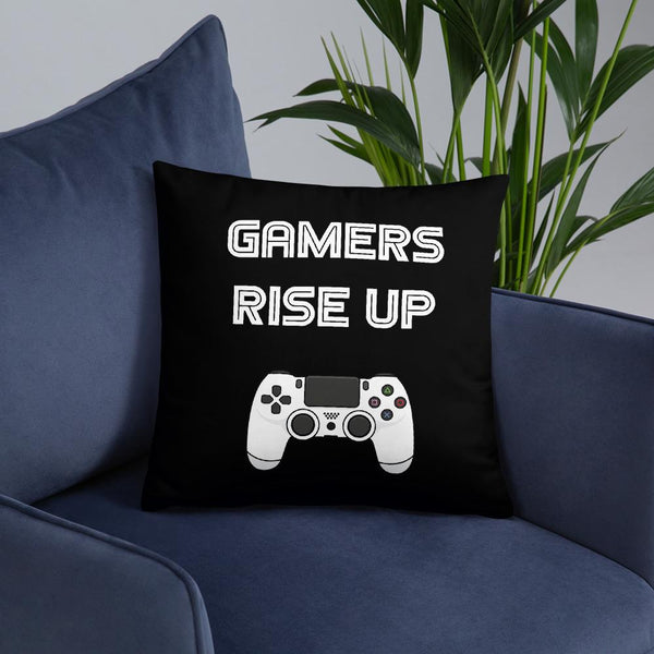 Gamers Rise Up Throw Pillow shopyourmeme 