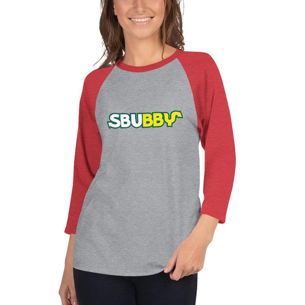 Sbubby 3/4 Sleeve Raglan Shirt shopyourmeme Heather Grey/Heather Red XS 