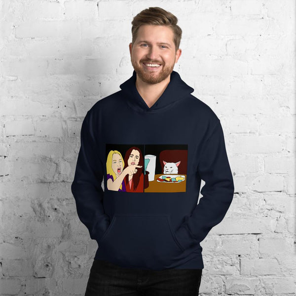 Women Yelling At A Cat Hoodie The Meme Store Navy S 